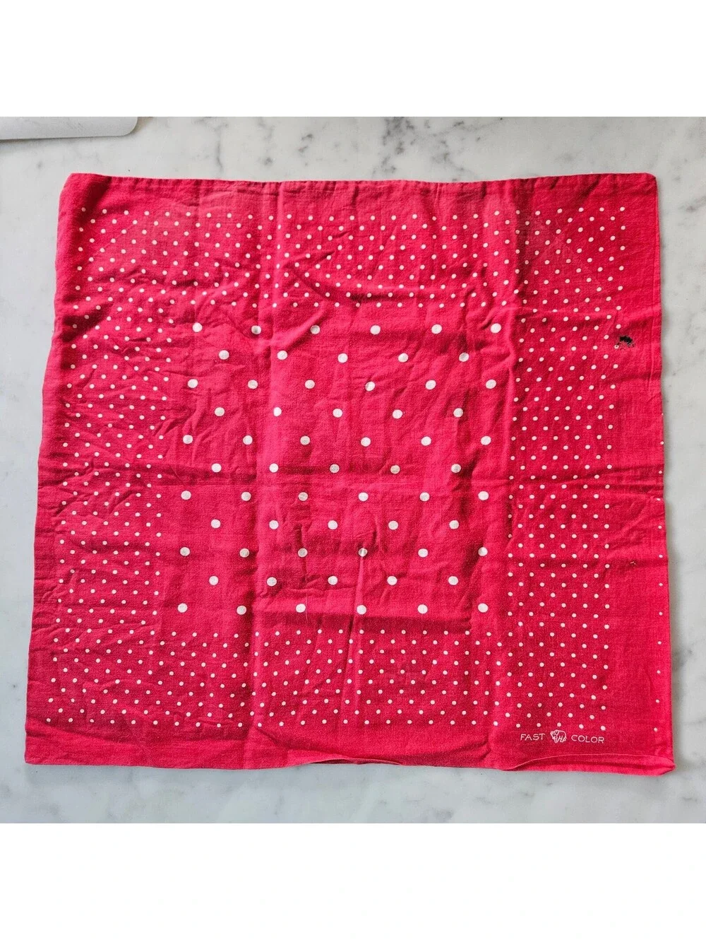 Vtg Fast Color Bandana Trunk Down Elephant Red White Polka Dot 17 